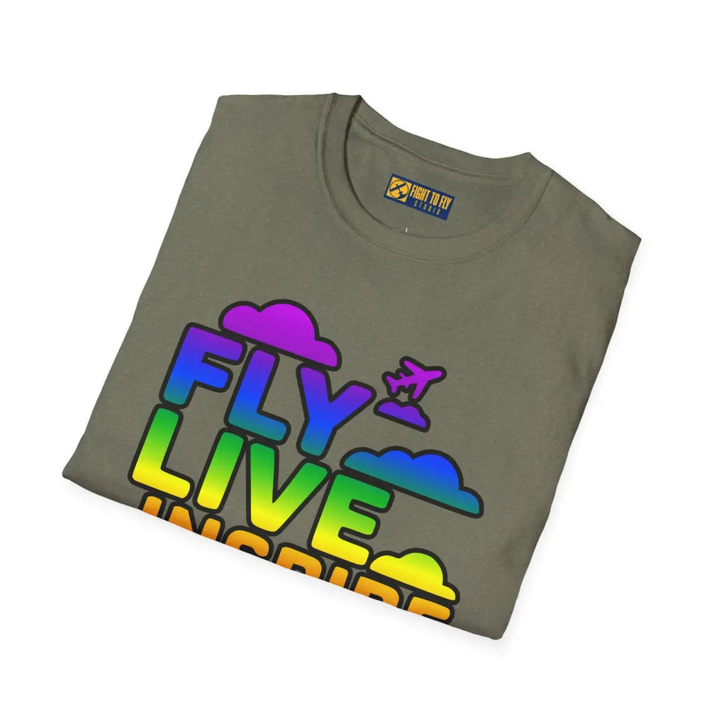 Fly Live Inspire - Plane and Clouds - T-Shirt - Pilot gifts - WWII warbird t-shirt