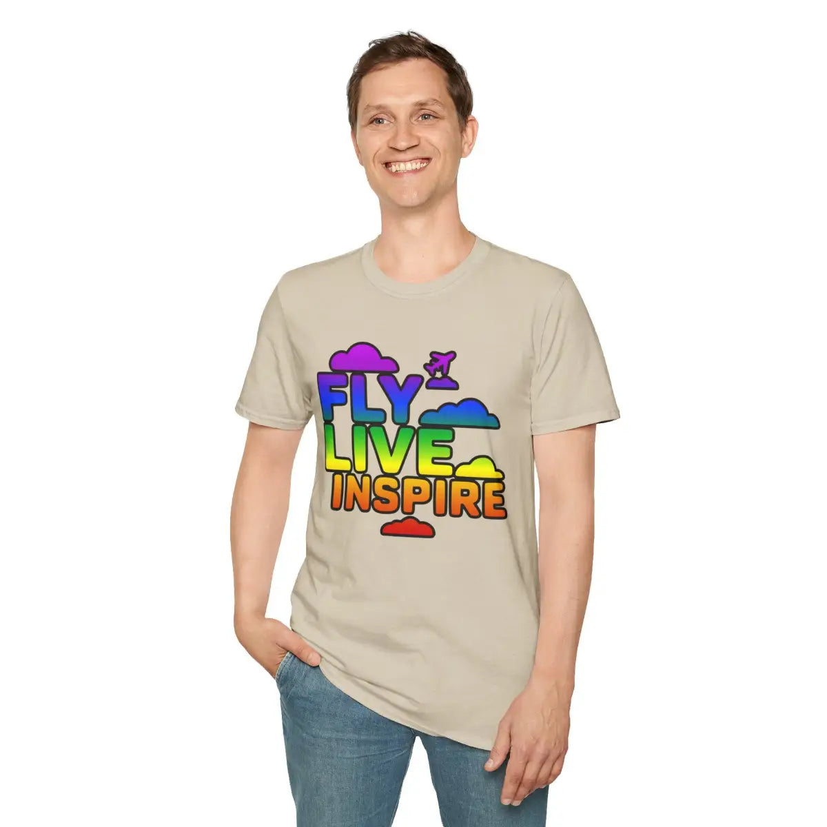 Fly Live Inspire - Plane and Clouds - T-Shirt - Pilot gifts - WWII warbird t-shirt