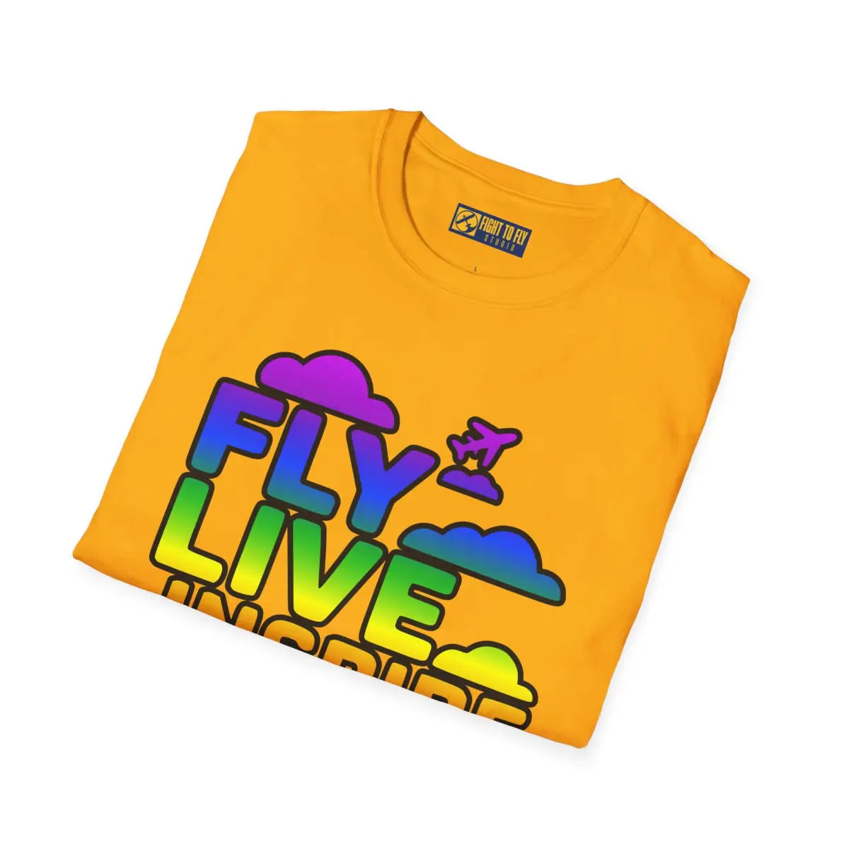 Fly Live Inspire - Plane and Clouds - T-Shirt - Pilot gifts - WWII warbird t-shirt