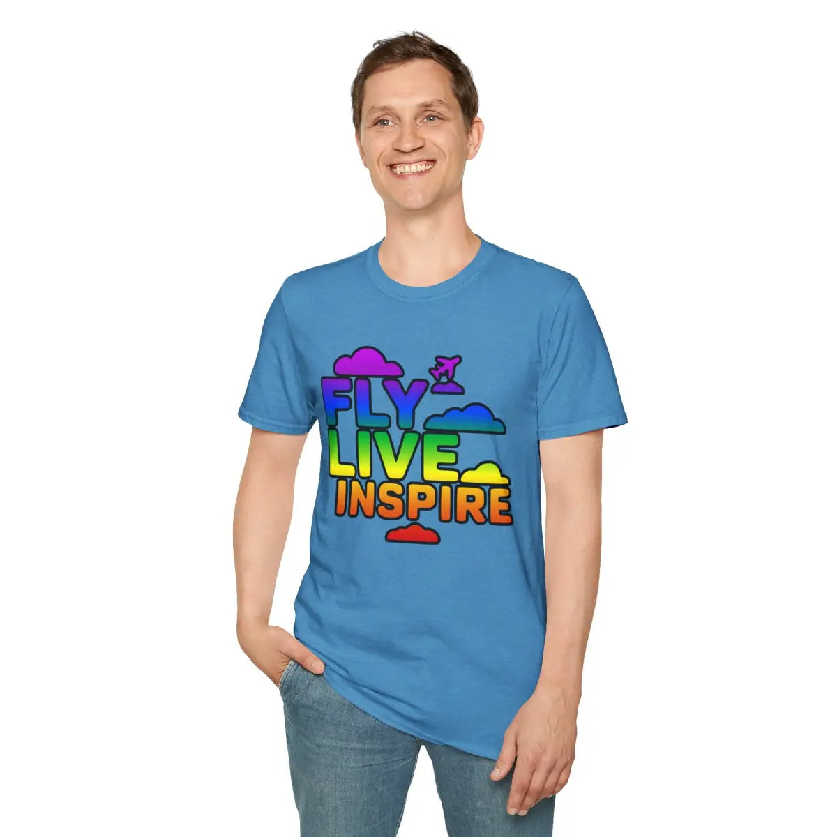 Fly Live Inspire - Plane and Clouds - T-Shirt - Pilot gifts - WWII warbird t-shirt