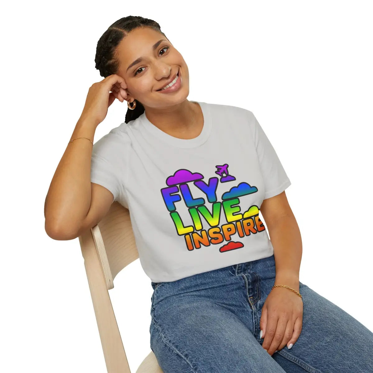 Fly Live Inspire - Plane and Clouds - T-Shirt - Pilot gifts - WWII warbird t-shirt