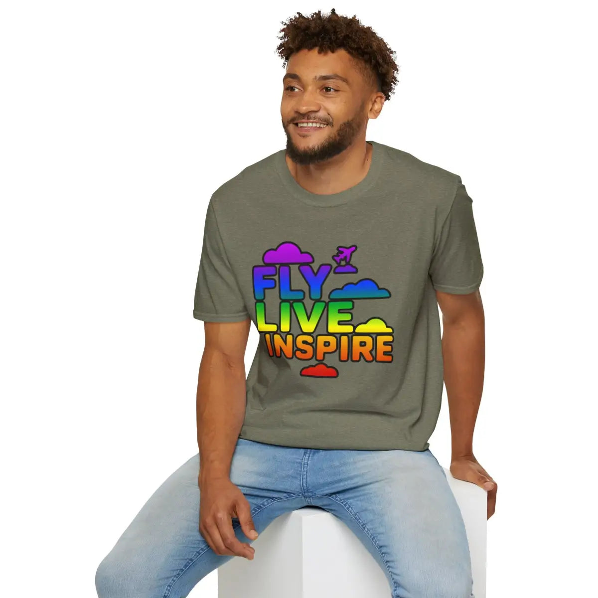 Fly Live Inspire - Plane and Clouds - T-Shirt - Pilot gifts - WWII warbird t-shirt