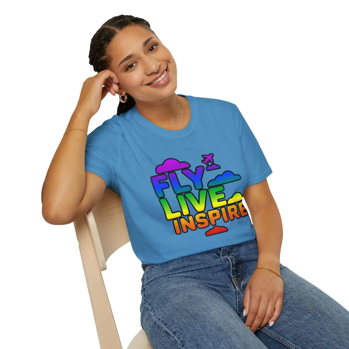 Fly Live Inspire - Plane and Clouds - T-Shirt - Pilot gifts - WWII warbird t-shirt