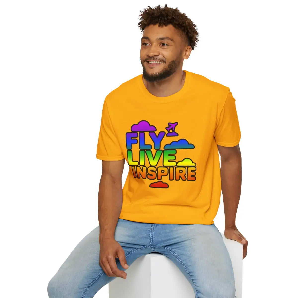 Fly Live Inspire - Plane and Clouds - T-Shirt - Pilot gifts - WWII warbird t-shirt