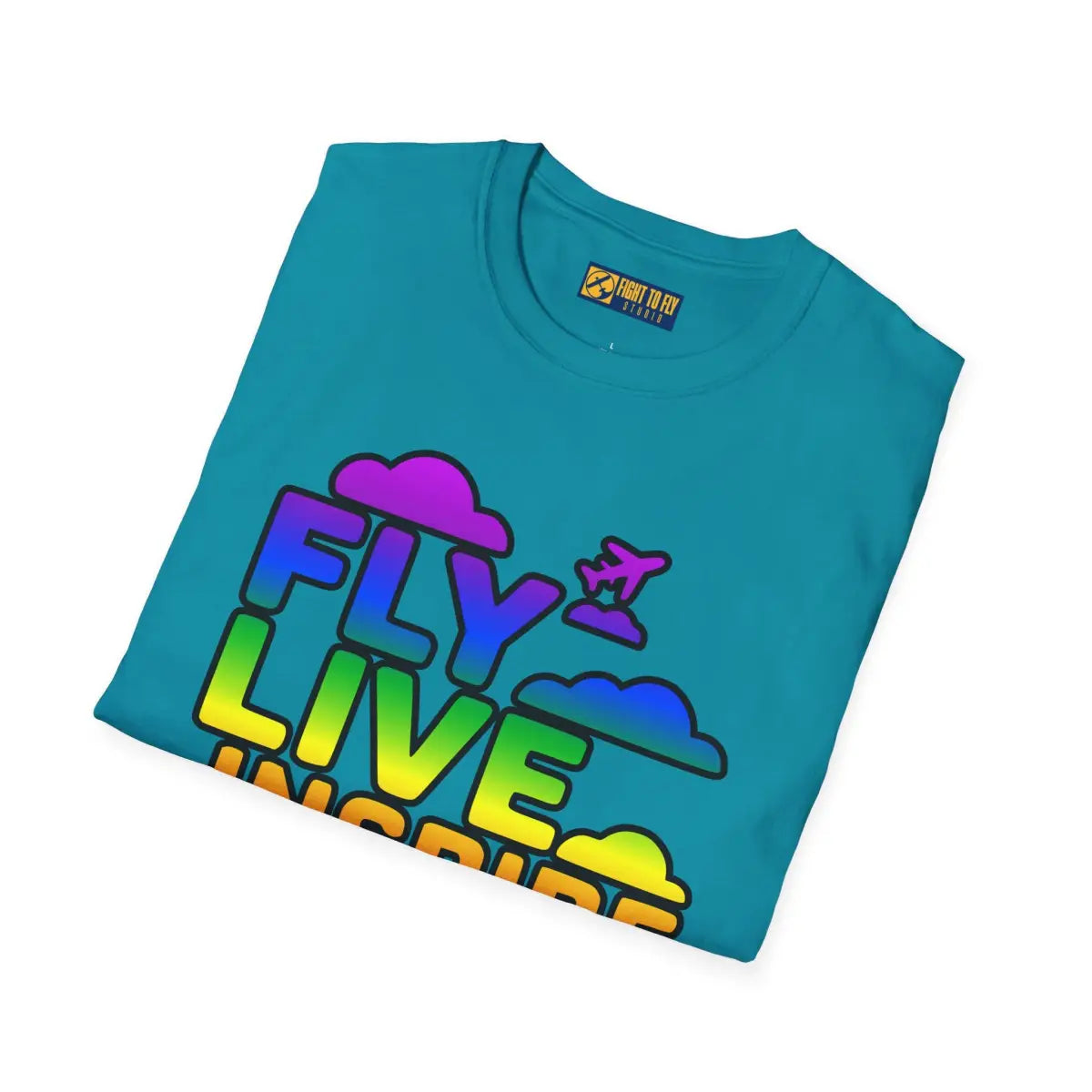 Fly Live Inspire - Plane and Clouds - T-Shirt - Pilot gifts - WWII warbird t-shirt
