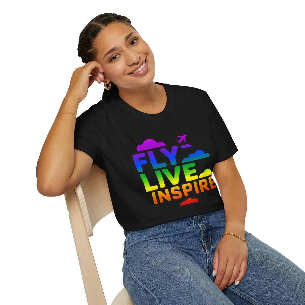 Fly Live Inspire - Plane and Clouds - T-Shirt - Pilot gifts - WWII warbird t-shirt