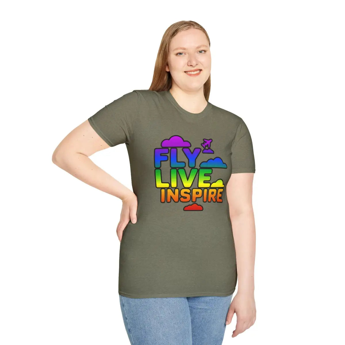 Fly Live Inspire - Plane and Clouds - T-Shirt - Pilot gifts - WWII warbird t-shirt