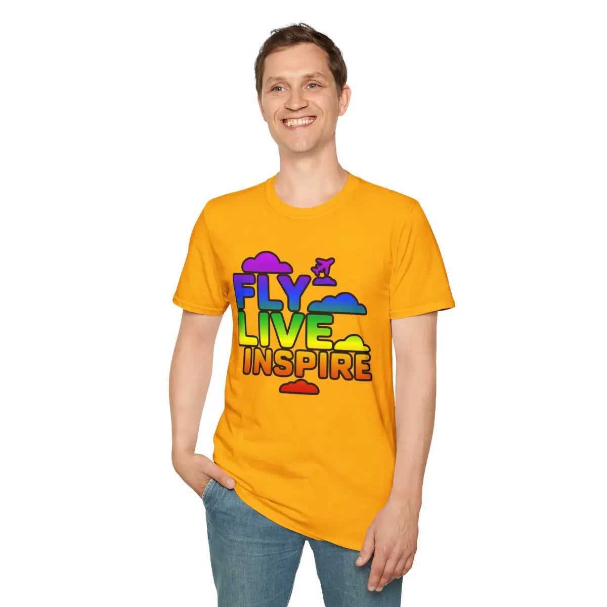 Fly Live Inspire - Plane and Clouds - T-Shirt - Pilot gifts - WWII warbird t-shirt