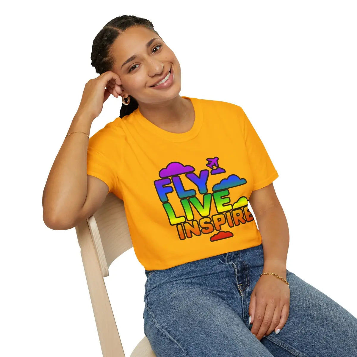 Fly Live Inspire - Plane and Clouds - T-Shirt - Pilot gifts - WWII warbird t-shirt