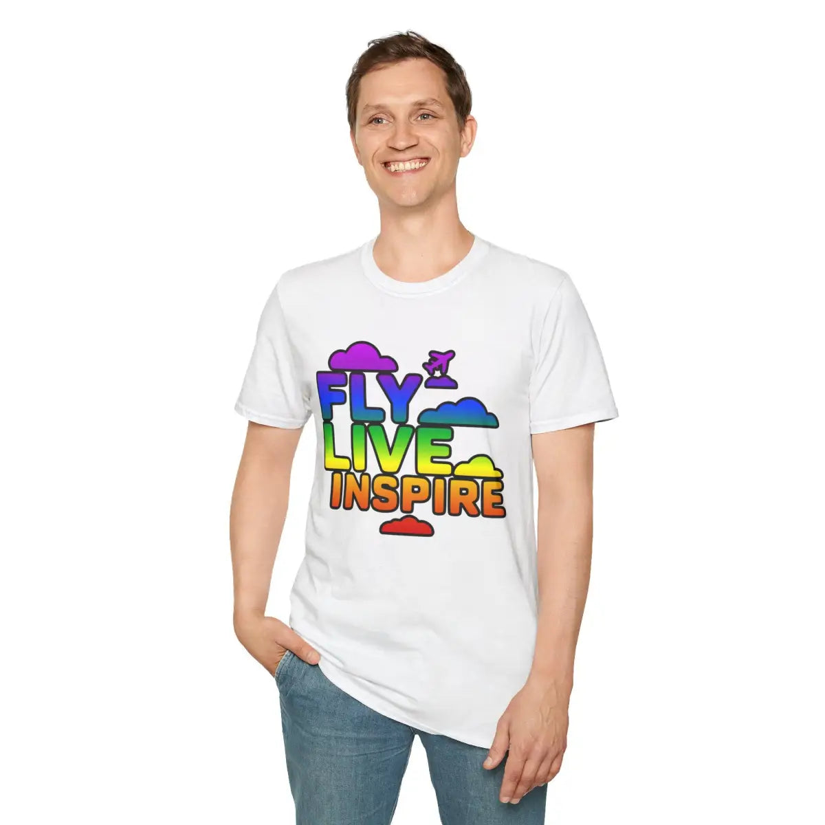 Fly Live Inspire - Plane and Clouds - T-Shirt - Pilot gifts - WWII warbird t-shirt