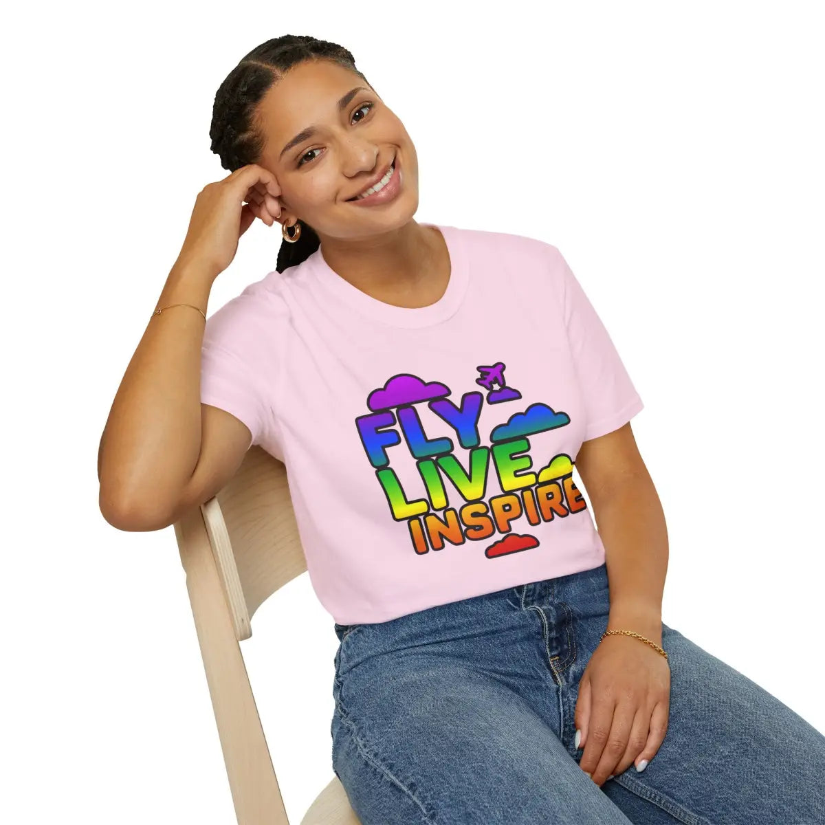 Fly Live Inspire - Plane and Clouds - T-Shirt - Pilot gifts - WWII warbird t-shirt