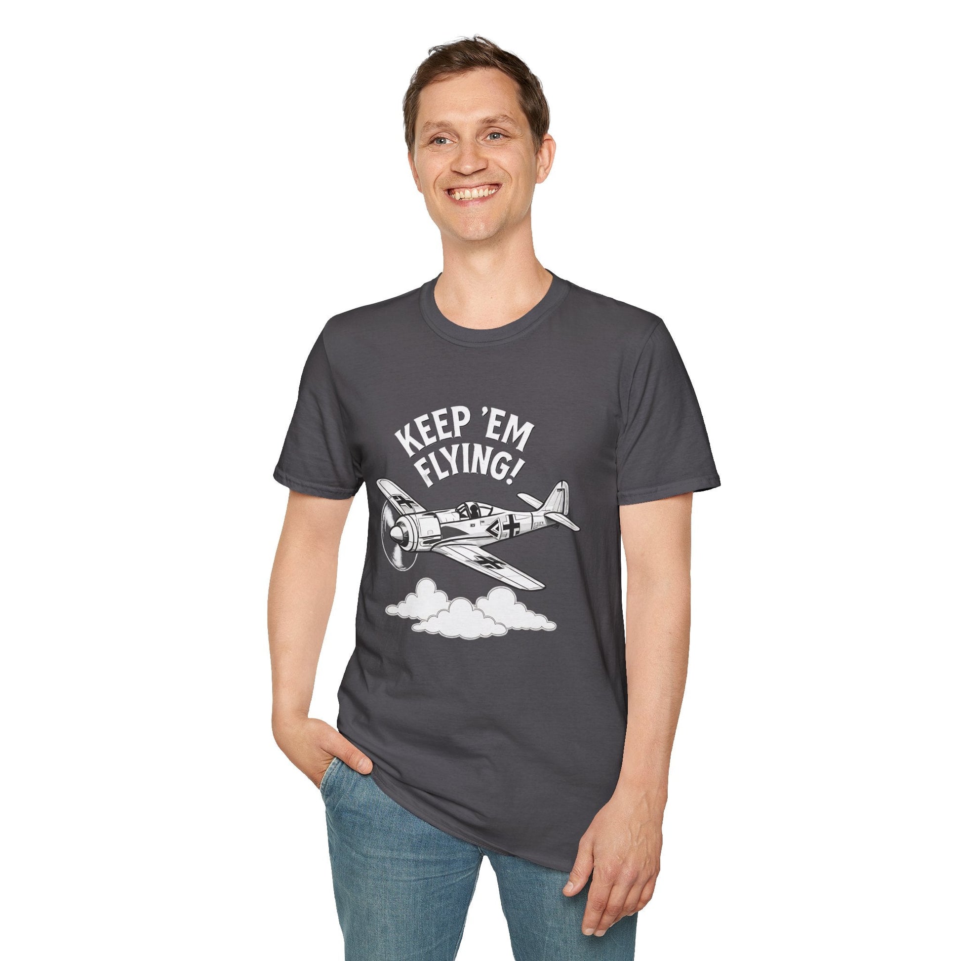 Fw 190 Premium T-Shirt – “Keep ’Em Flying!” WWII Fighter Graphic Tee - Pilot gifts - warbird t-shirt