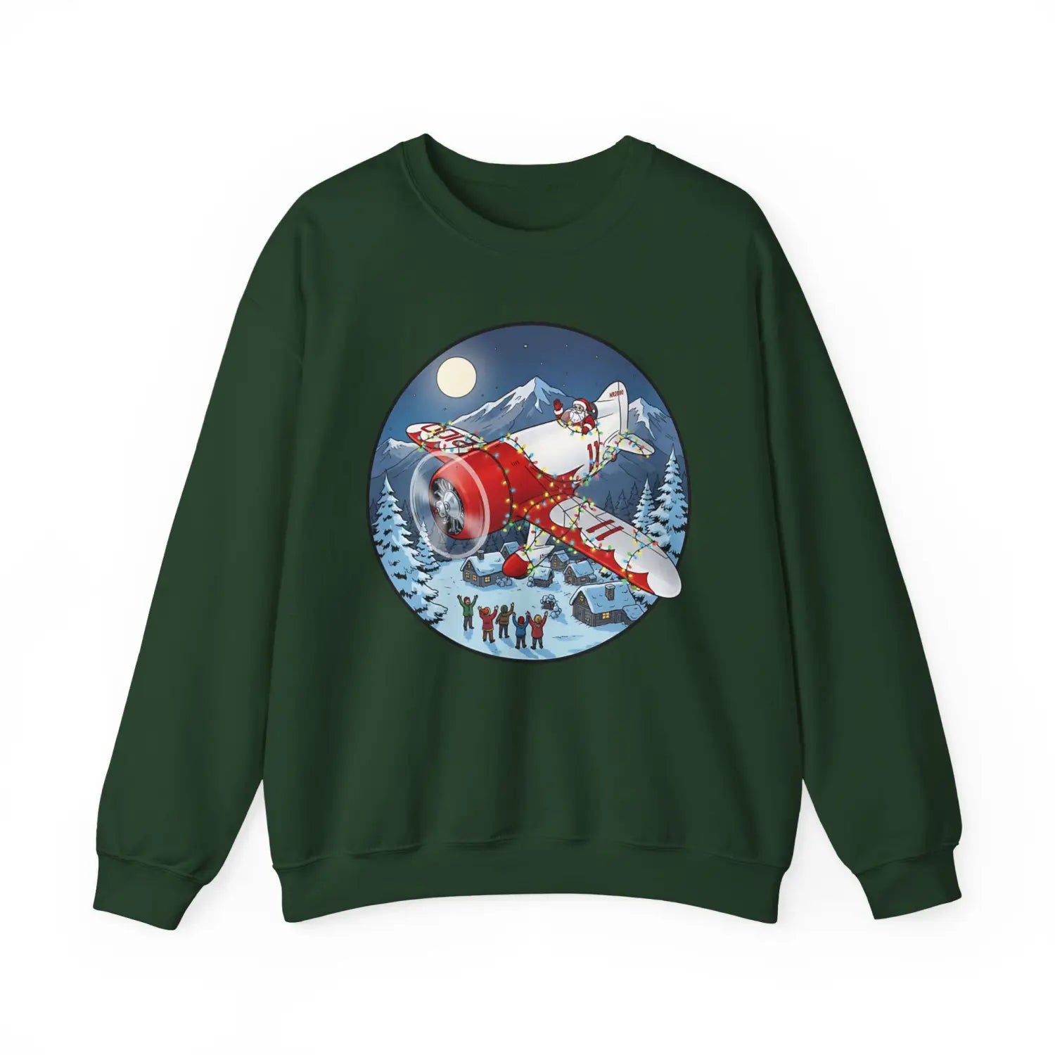 Gee Bee R-1 with Santa at the Controls – Holiday Sweater - Sweatshirt - Pilot gifts - WWII warbird t-shirt