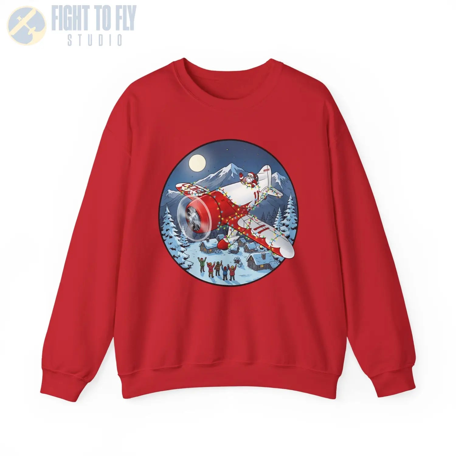 Gee Bee R-1 with Santa at the Controls – Holiday Sweater - Sweatshirt - Pilot gifts - WWII warbird t-shirt