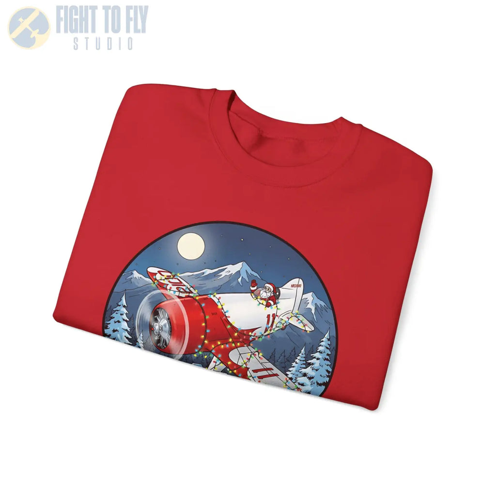 Gee Bee R-1 with Santa at the Controls – Holiday Sweater - Sweatshirt - Pilot gifts - WWII warbird t-shirt