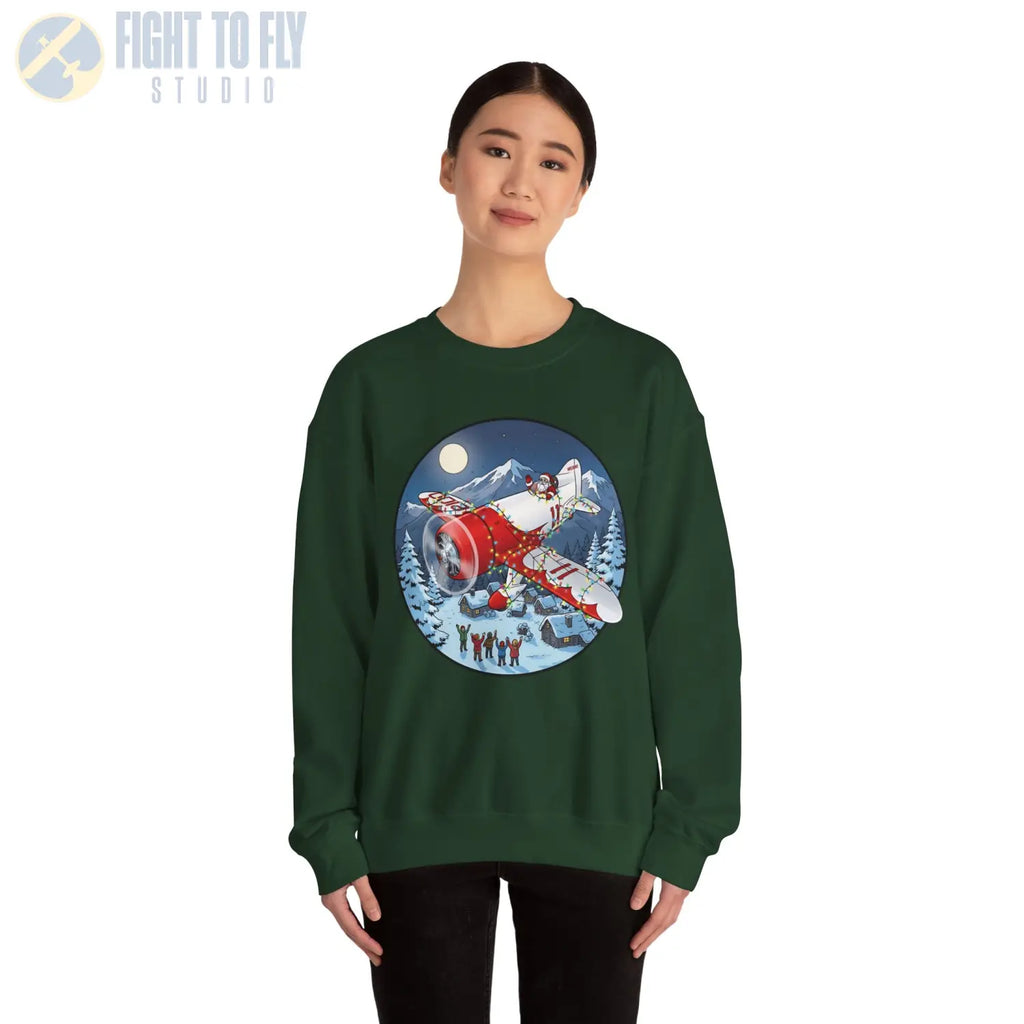 Gee Bee R-1 with Santa at the Controls – Holiday Sweater - Sweatshirt - Pilot gifts - WWII warbird t-shirt