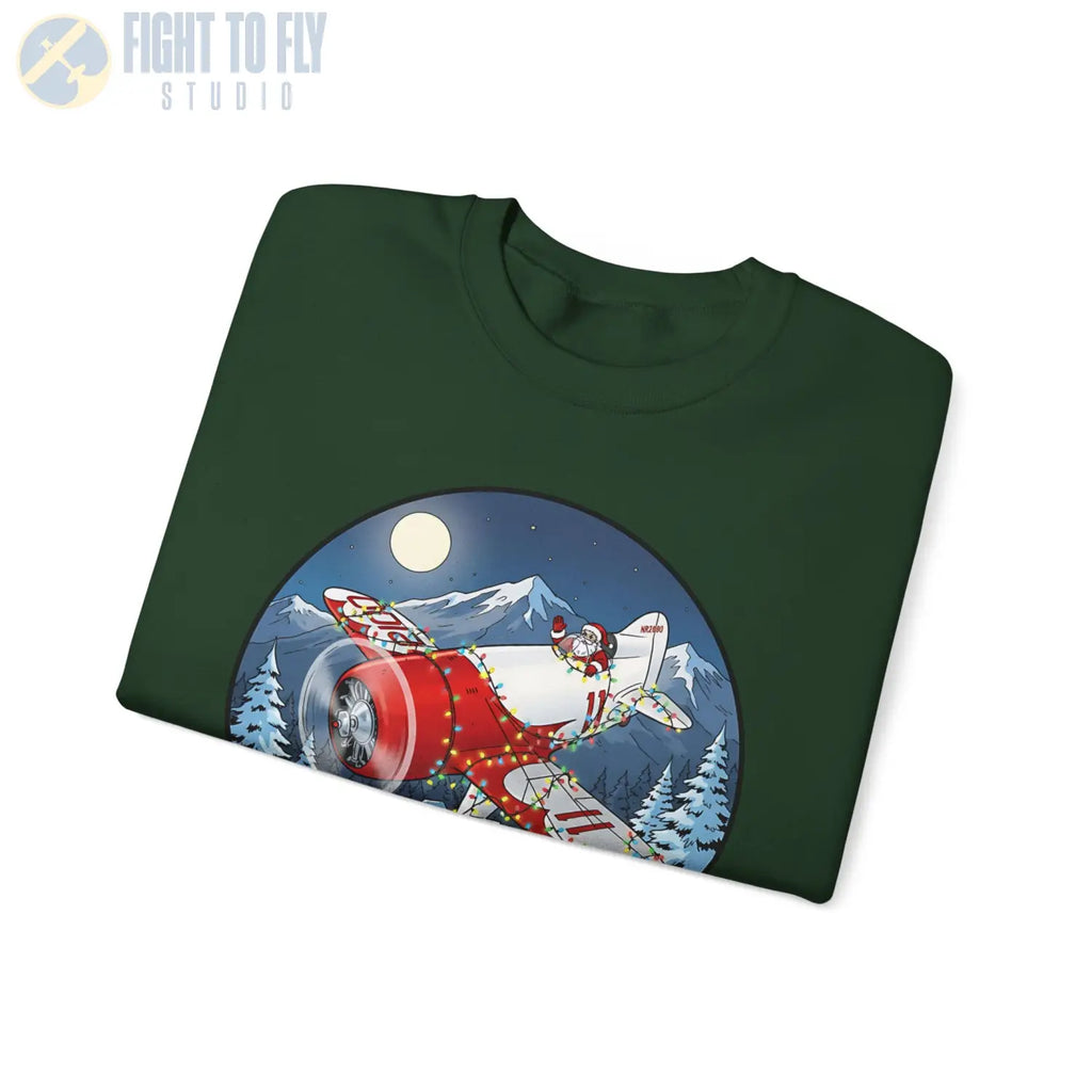 Gee Bee R-1 with Santa at the Controls – Holiday Sweater - Sweatshirt - Pilot gifts - WWII warbird t-shirt