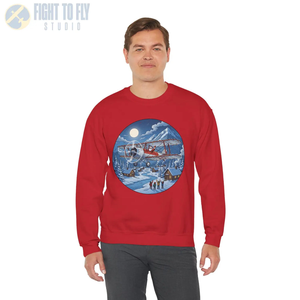 Generic Biplane with Santa at the Controls – Holiday Sweater - Sweatshirt - Pilot gifts - WWII warbird t-shirt