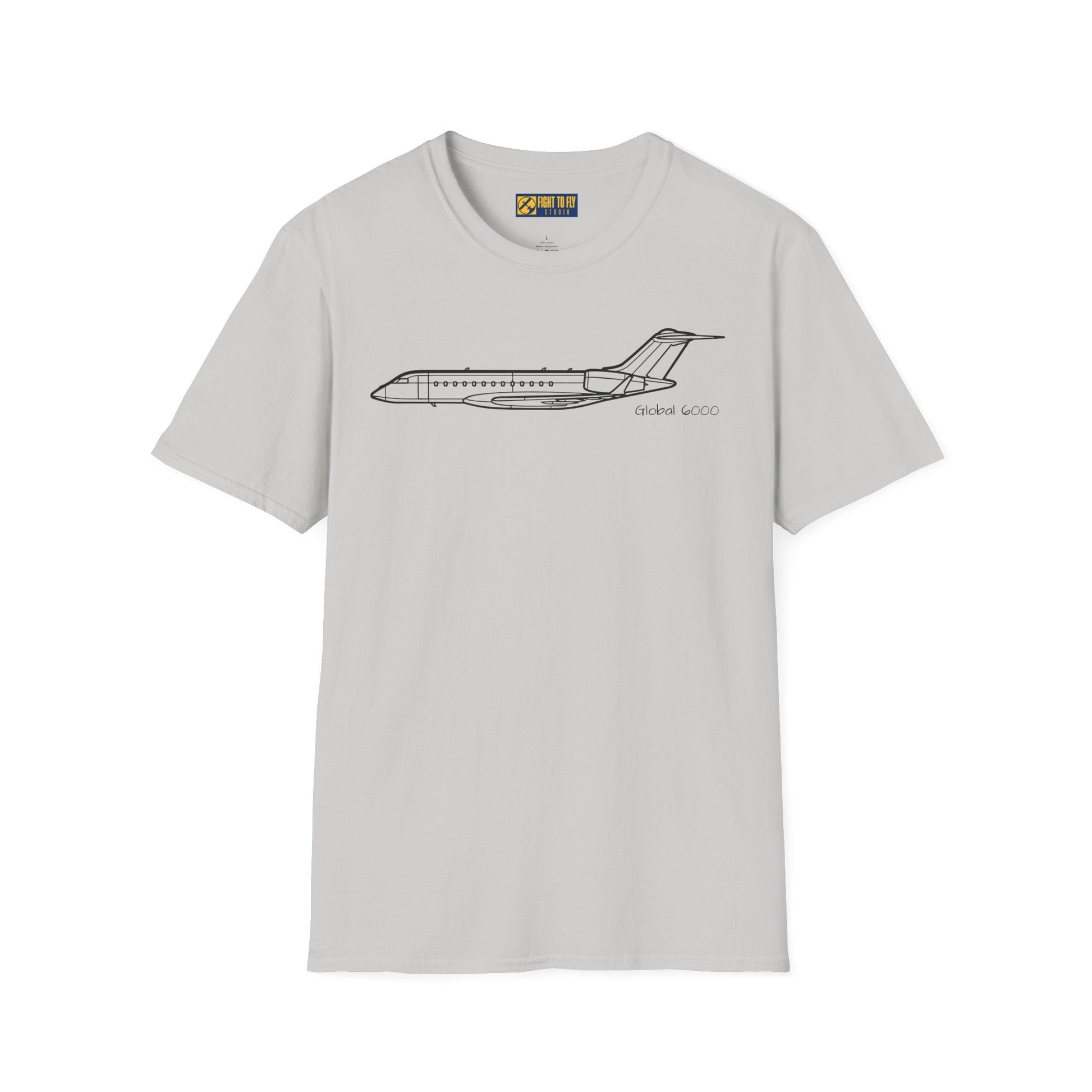 Global 6000 T-Shirt – Long-Range Business Jet Side Profile Aviation Tee - Pilot gifts - WWII warbird t-shirt