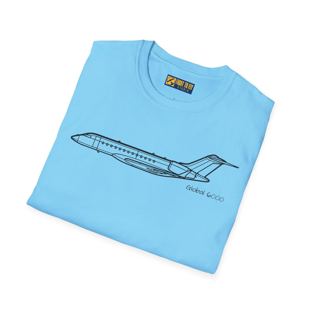 Global 6000 T-Shirt – Long-Range Business Jet Side Profile Aviation Tee - Pilot gifts - WWII warbird t-shirt