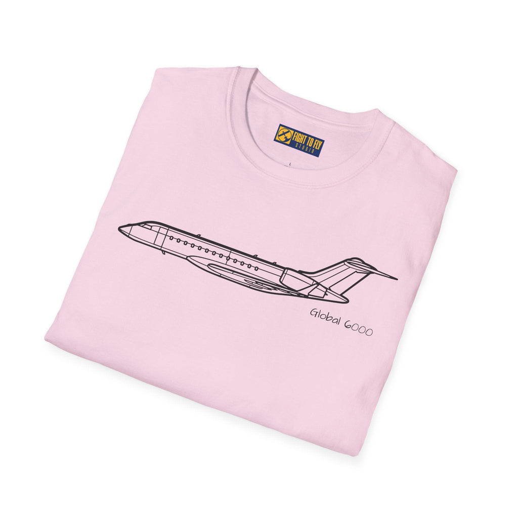 Global 6000 T-Shirt – Long-Range Business Jet Side Profile Aviation Tee - Pilot gifts - WWII warbird t-shirt