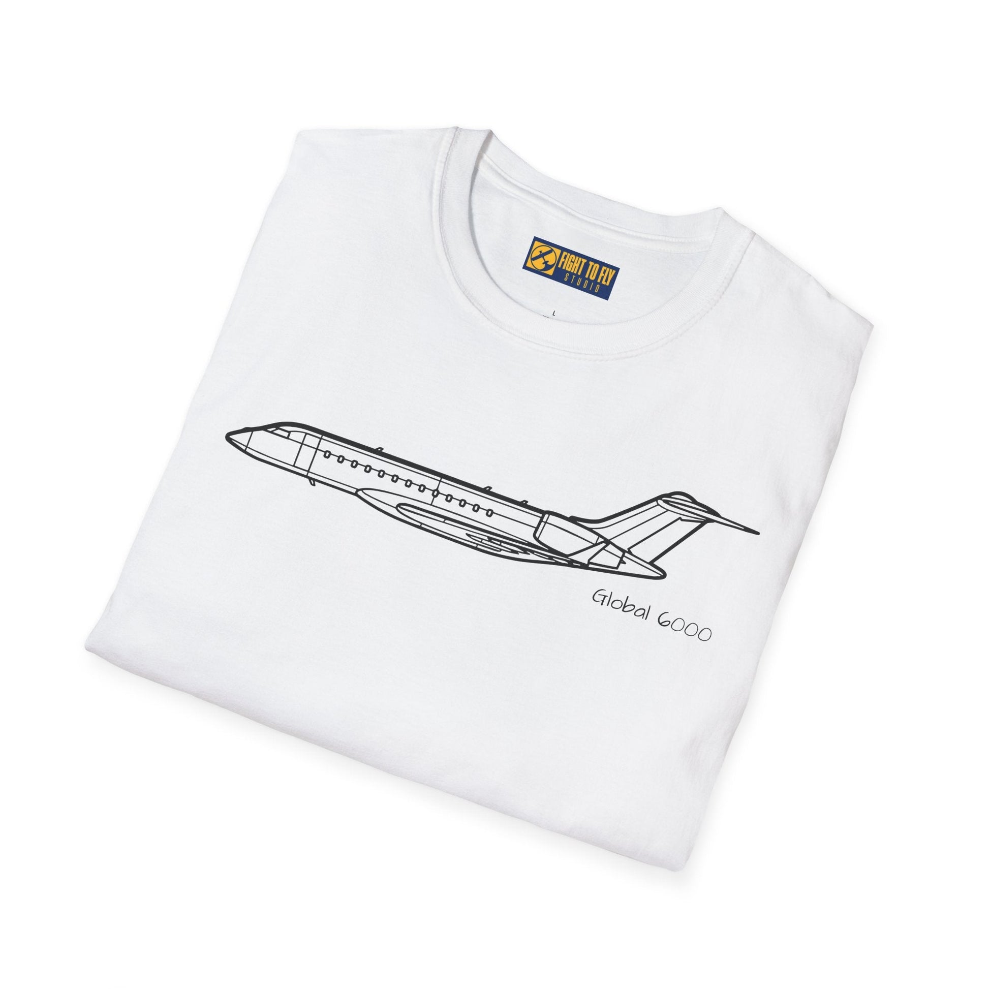 Global 6000 T-Shirt – Long-Range Business Jet Side Profile Aviation Tee - Pilot gifts - WWII warbird t-shirt