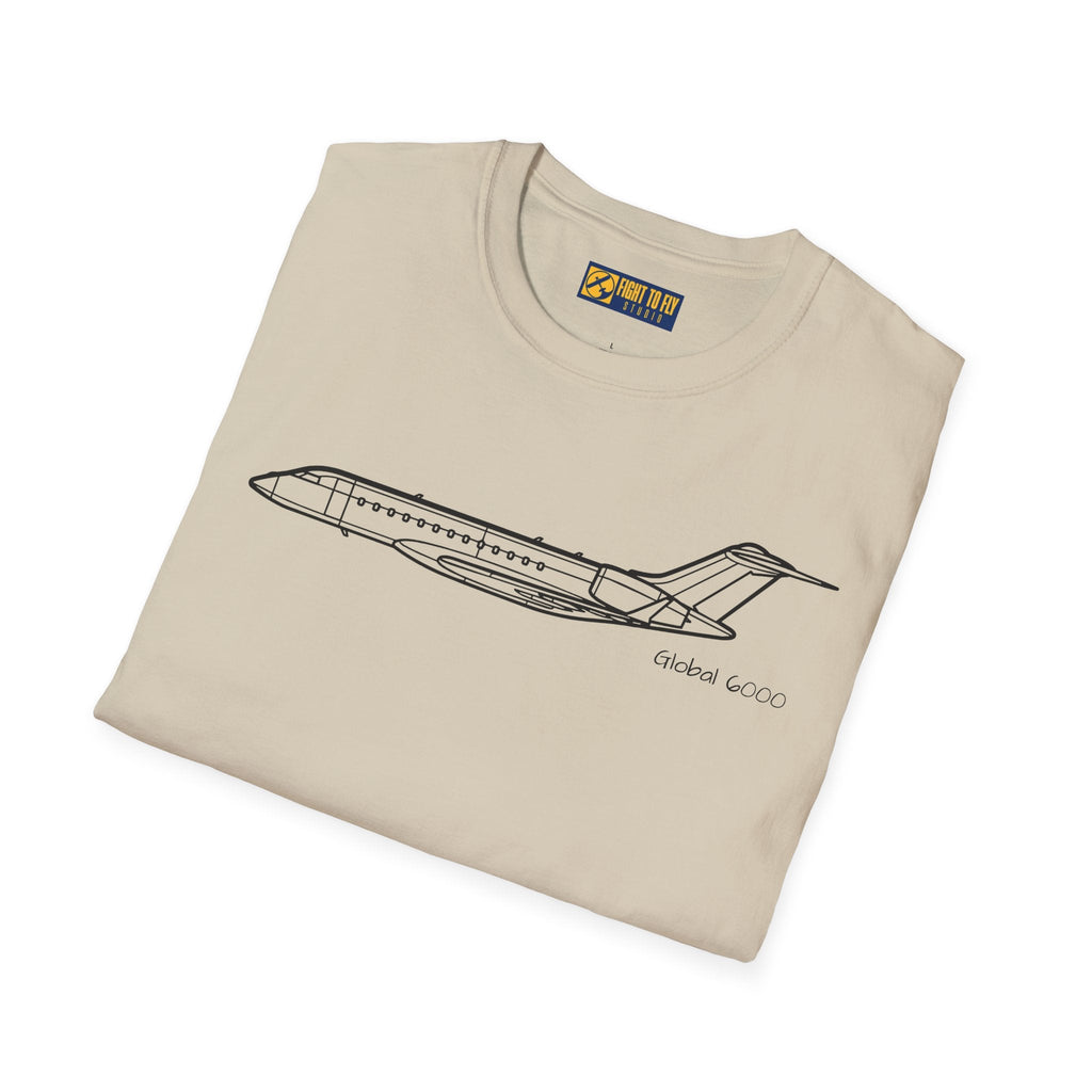 Global 6000 T-Shirt – Long-Range Business Jet Side Profile Aviation Tee - Pilot gifts - WWII warbird t-shirt