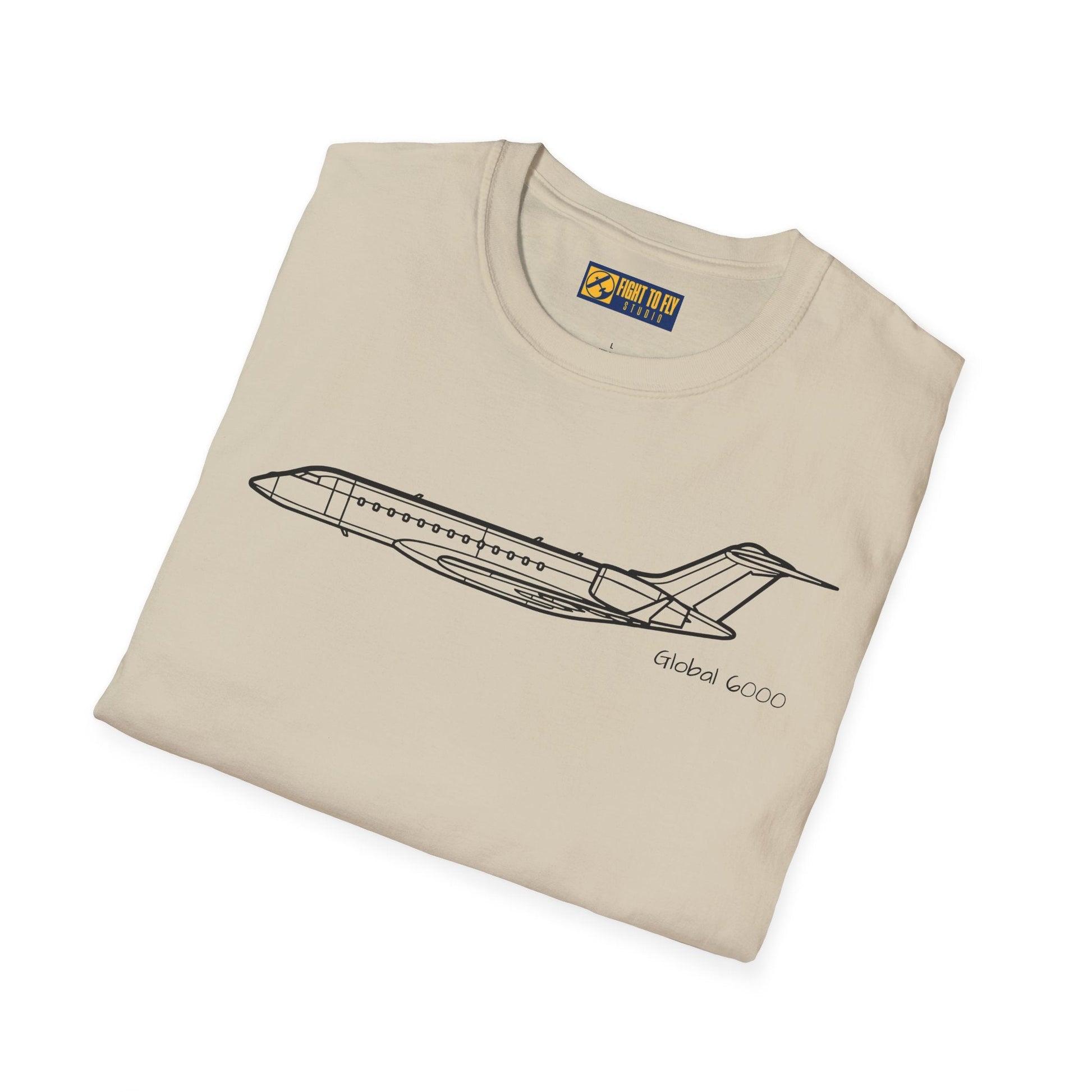 Global 6000 T-Shirt – Long-Range Business Jet Side Profile Aviation Tee - Pilot gifts - WWII warbird t-shirt