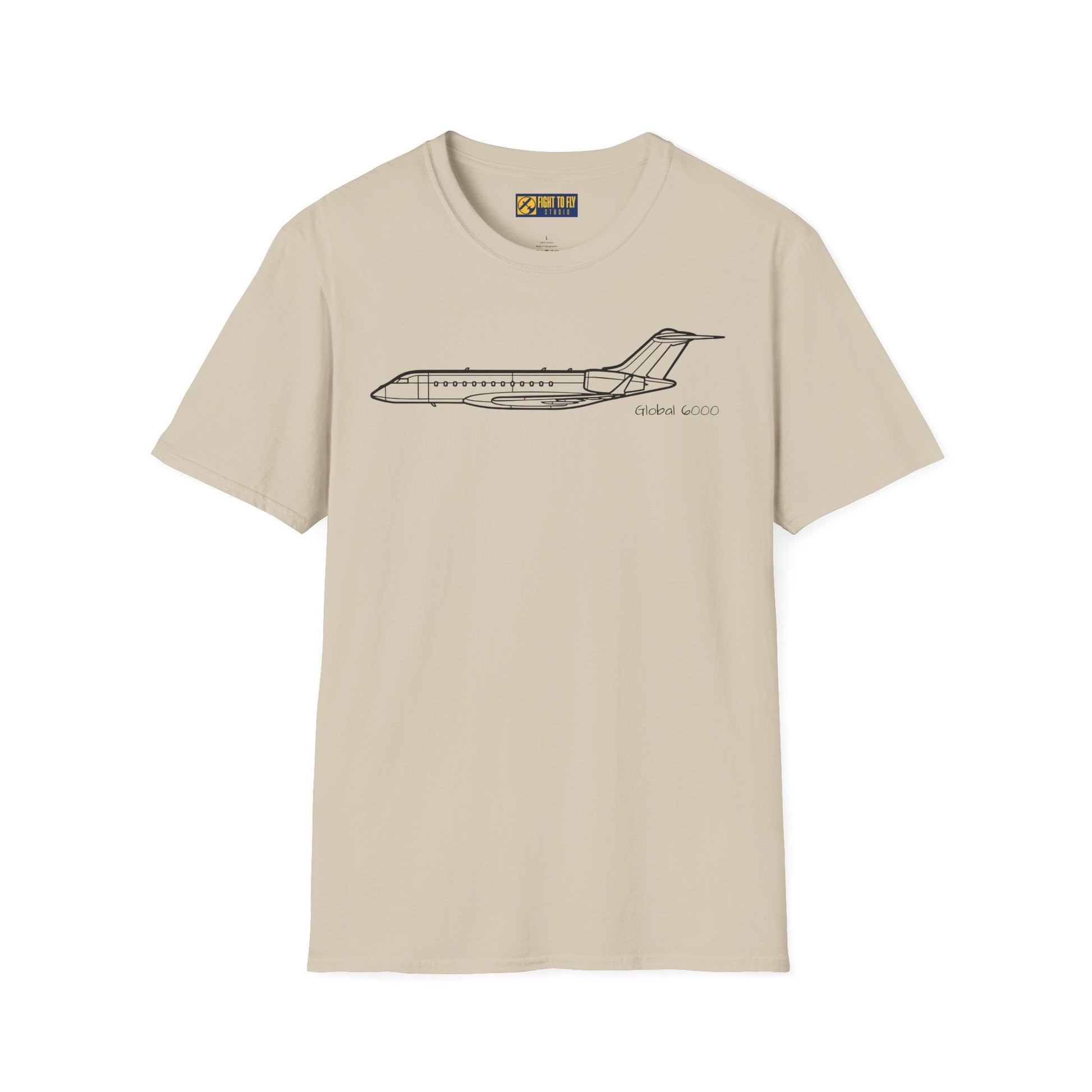 Global 6000 T-Shirt – Long-Range Business Jet Side Profile Aviation Tee - Pilot gifts - WWII warbird t-shirt