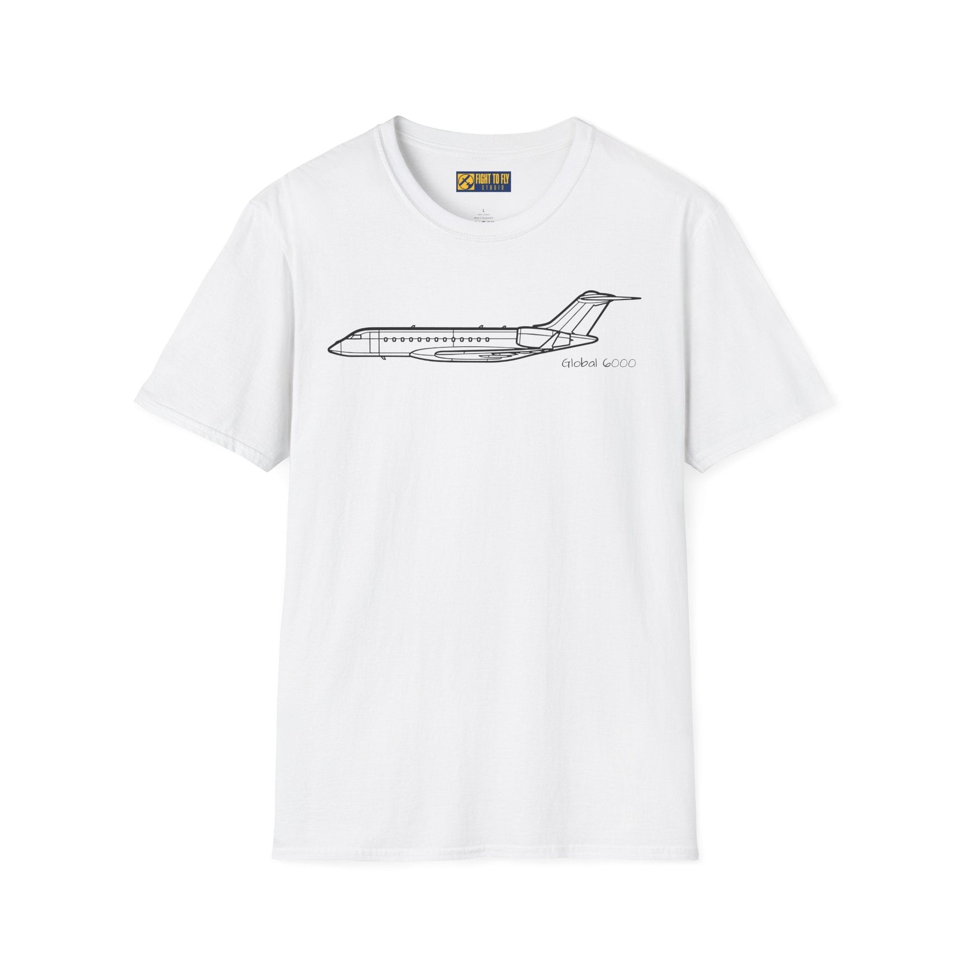 Global 6000 T-Shirt – Long-Range Business Jet Side Profile Aviation Tee - Pilot gifts - WWII warbird t-shirt