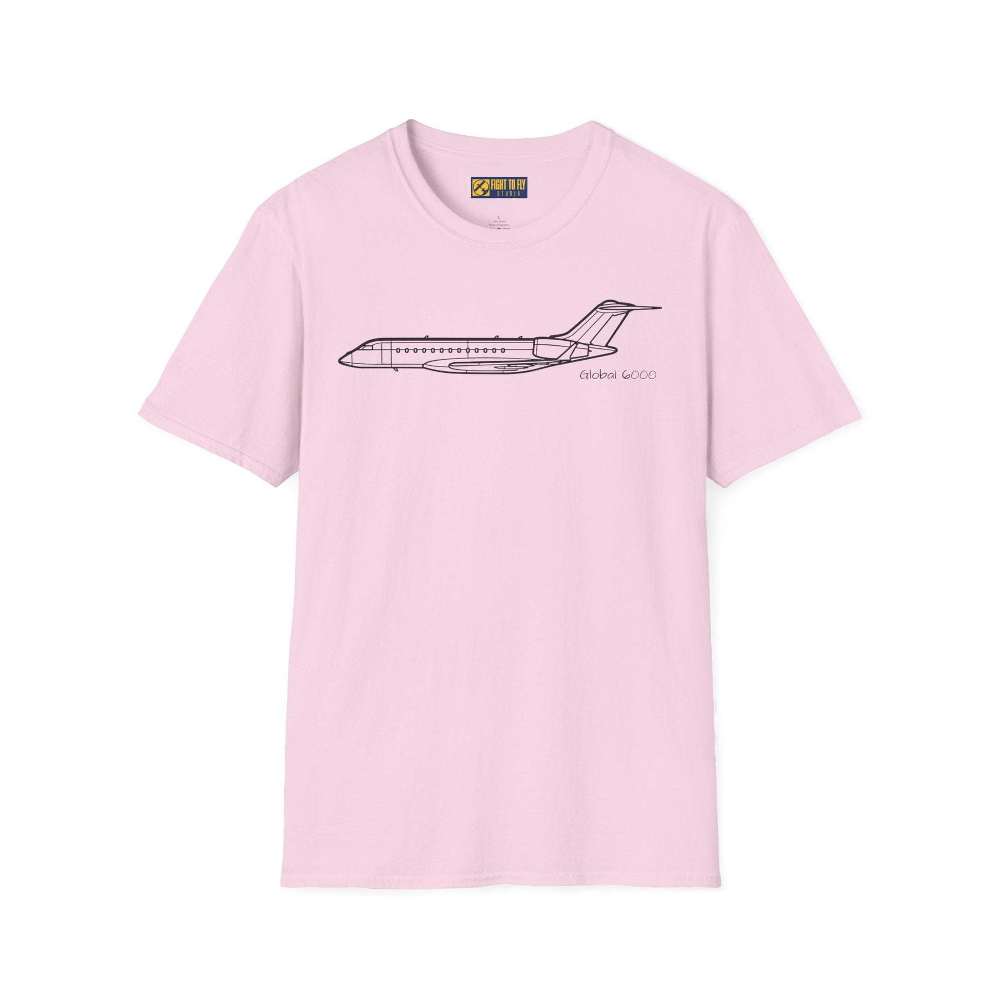 Global 6000 T-Shirt – Long-Range Business Jet Side Profile Aviation Tee - Pilot gifts - WWII warbird t-shirt