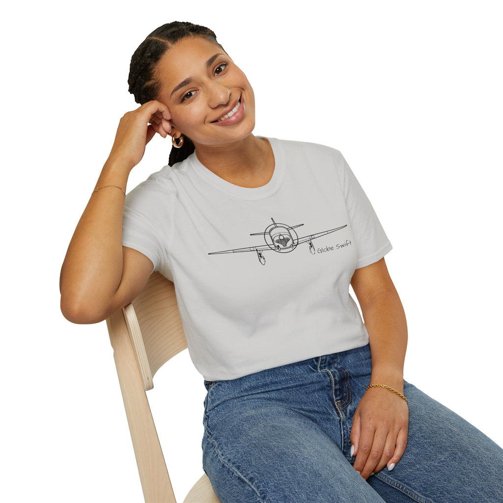 Globe Swift Front View T-Shirt – Head-On Classic Aircraft Tee - Gifts for pilots - Aviation apparel