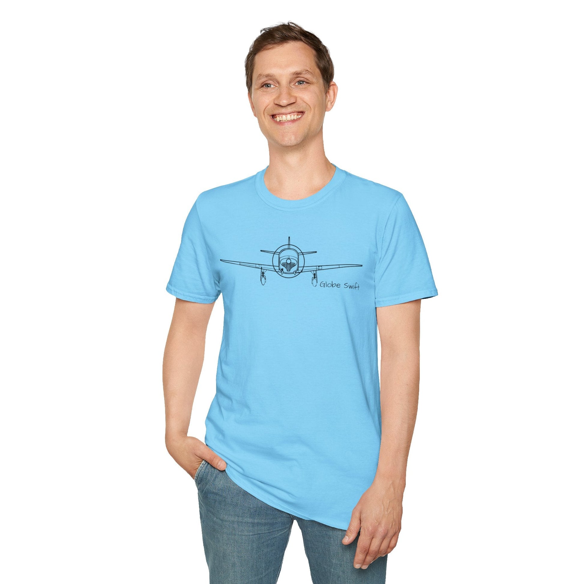 Globe Swift Front View T-Shirt – Head-On Classic Aircraft Tee - Gifts for pilots - Aviation apparel