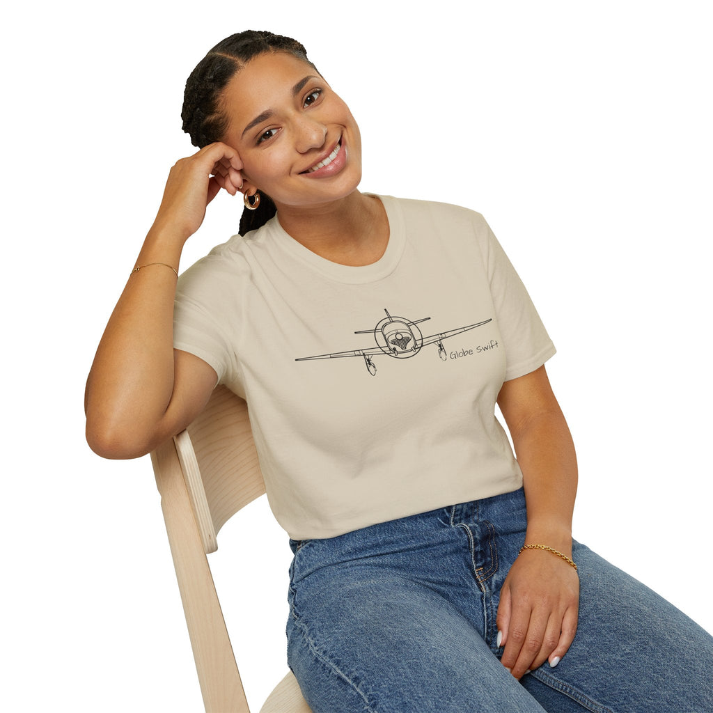 Globe Swift Front View T-Shirt – Head-On Classic Aircraft Tee - Gifts for pilots - Aviation apparel