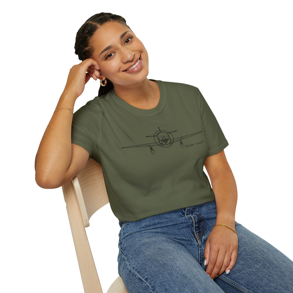 Globe Swift Front View T-Shirt – Head-On Classic Aircraft Tee - Gifts for pilots - Aviation apparel