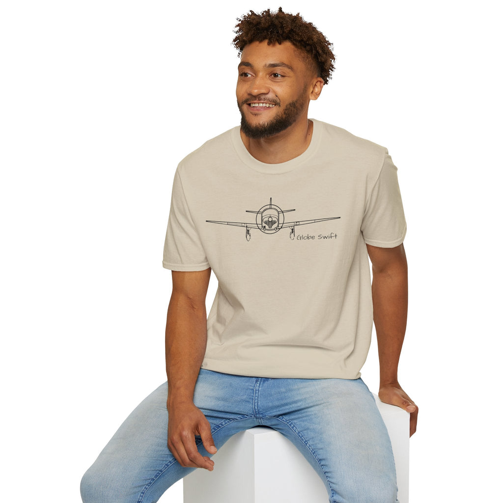 Globe Swift Front View T-Shirt – Head-On Classic Aircraft Tee - Gifts for pilots - Aviation apparel