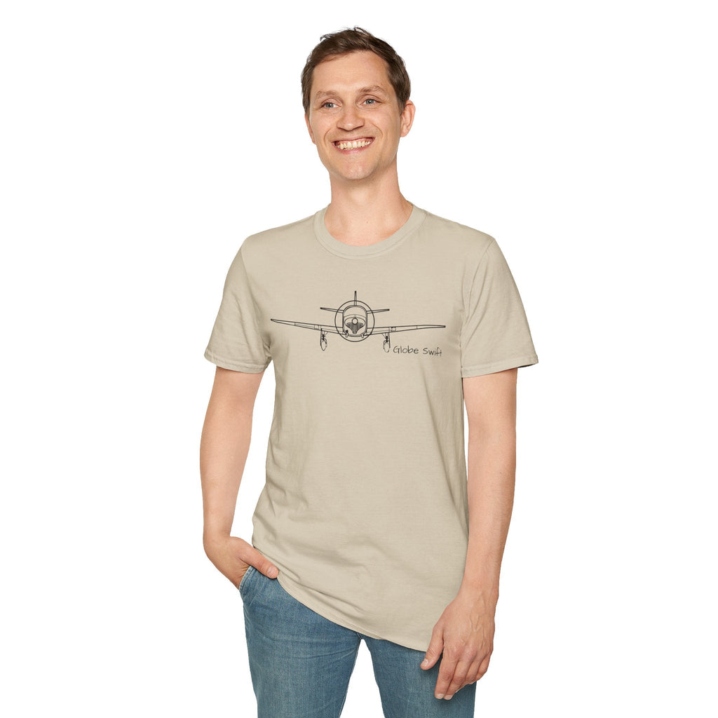 Globe Swift Front View T-Shirt – Head-On Classic Aircraft Tee - Gifts for pilots - Aviation apparel