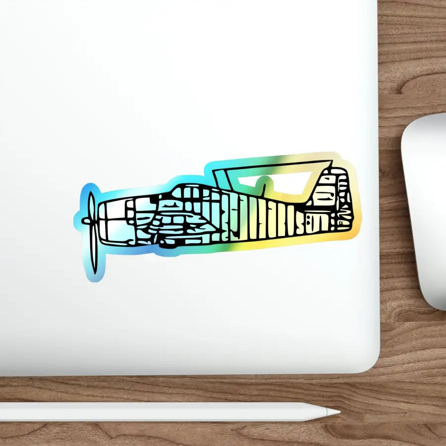 Grumman F6F Hellcat Holographic Die-Cut Airplane Sticker - Paper products - Gifts for pilots - Aviation apparel