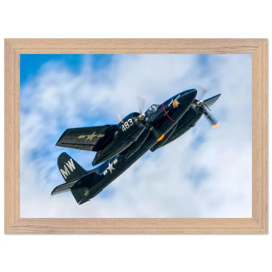 Grumman F7F Tigercat - Wood Frame - Print Material - Gifts for pilots - Aviation apparel