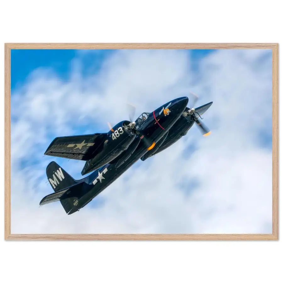Grumman F7F Tigercat - Wood Frame - Print Material - Gifts for pilots - Aviation apparel