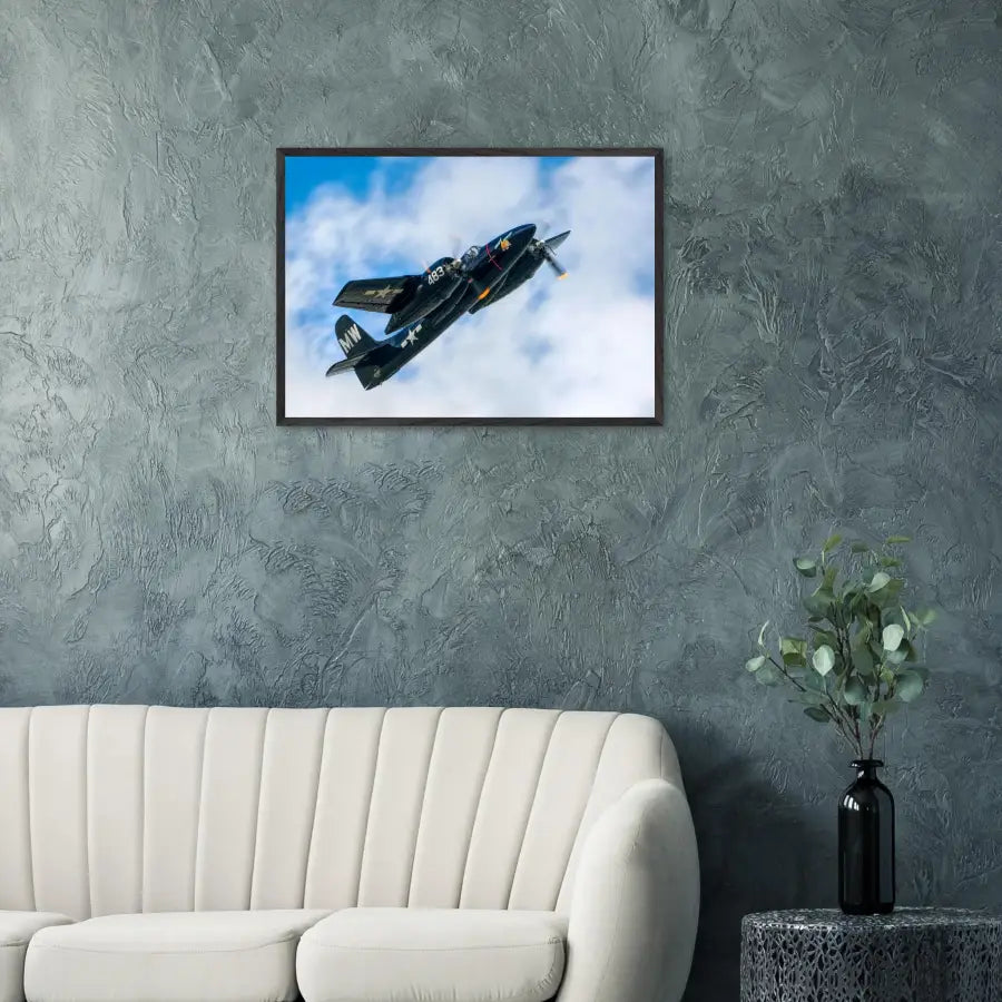 Grumman F7F Tigercat - Wood Frame - Print Material - Gifts for pilots - Aviation apparel