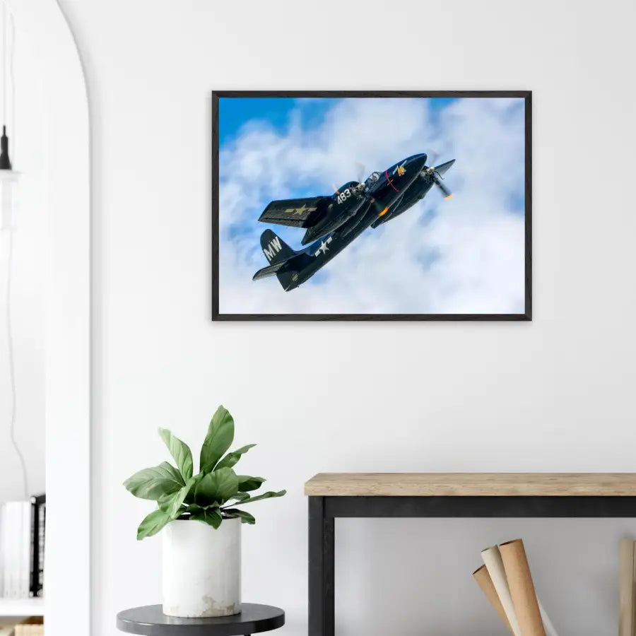 Grumman F7F Tigercat - Wood Frame - Print Material - Gifts for pilots - Aviation apparel