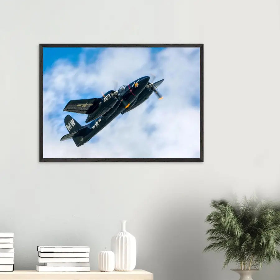 Grumman F7F Tigercat - Wood Frame - Print Material - Gifts for pilots - Aviation apparel
