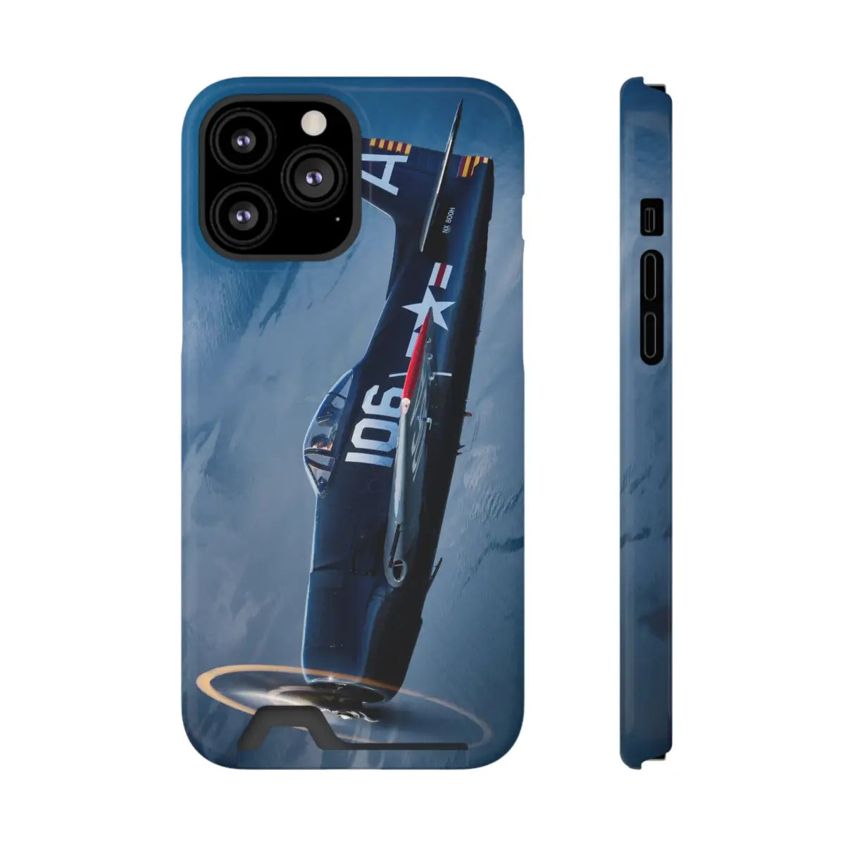 Grumman F8F Bearcat Aviation Phone Case with Card Holder - Vintage Airplane Design - Gifts for pilots - apparel