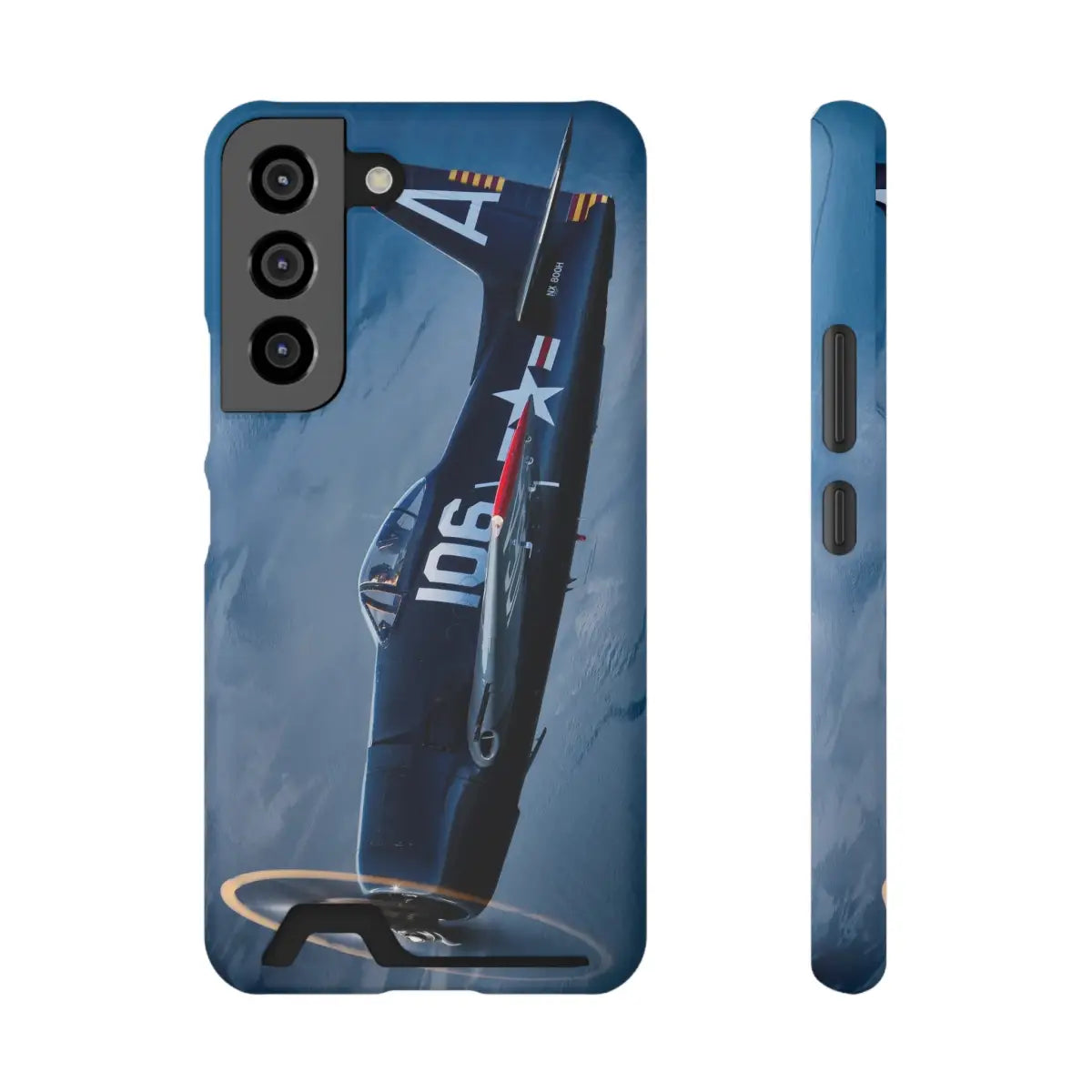 Grumman F8F Bearcat Aviation Phone Case with Card Holder - Vintage Airplane Design - Gifts for pilots - apparel