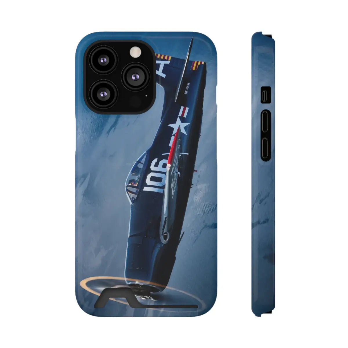 Grumman F8F Bearcat Aviation Phone Case with Card Holder - Vintage Airplane Design - Gifts for pilots - apparel