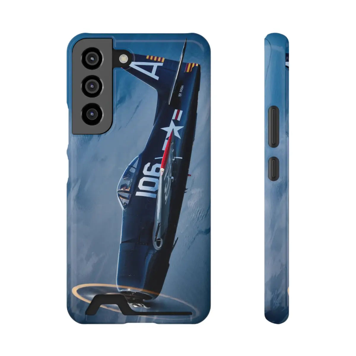 Grumman F8F Bearcat Aviation Phone Case with Card Holder - Vintage Airplane Design - Gifts for pilots - apparel