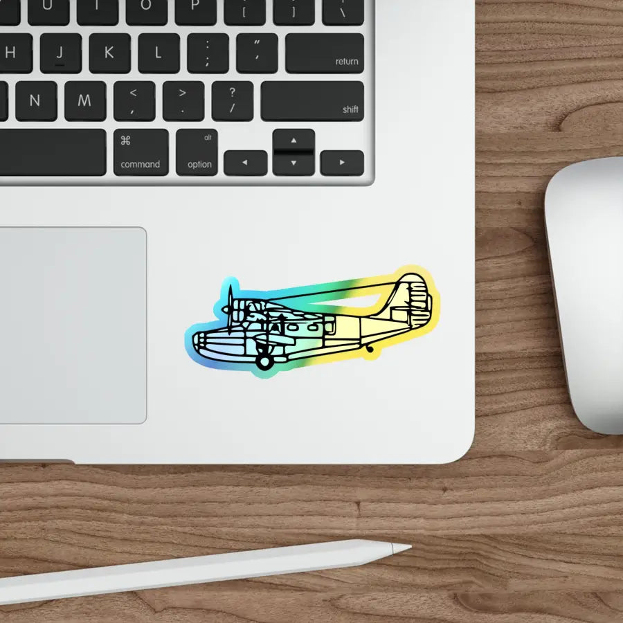 Grumman Goose Holographic Airplane Die-Cut Sticker - Paper products - Pilot gifts - WWII warbird t-shirt