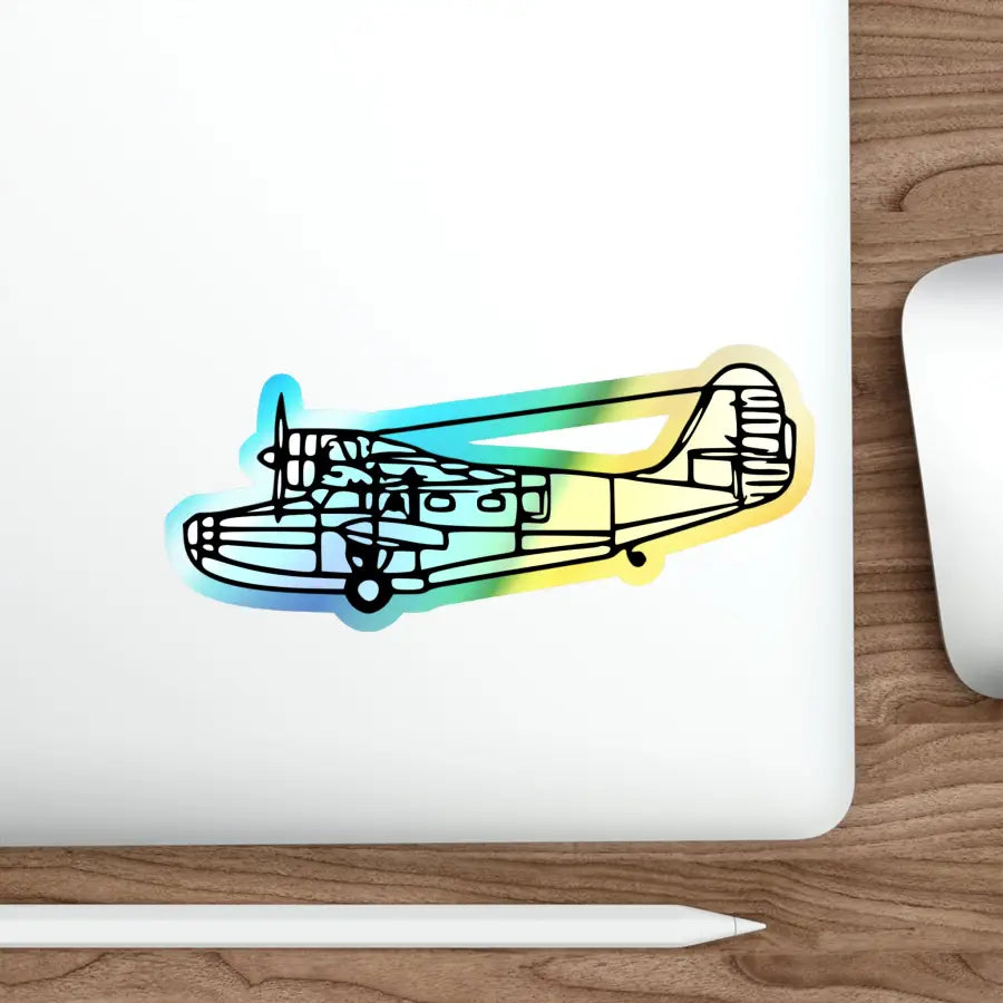 Grumman Goose Holographic Airplane Die-Cut Sticker - Paper products - Pilot gifts - WWII warbird t-shirt