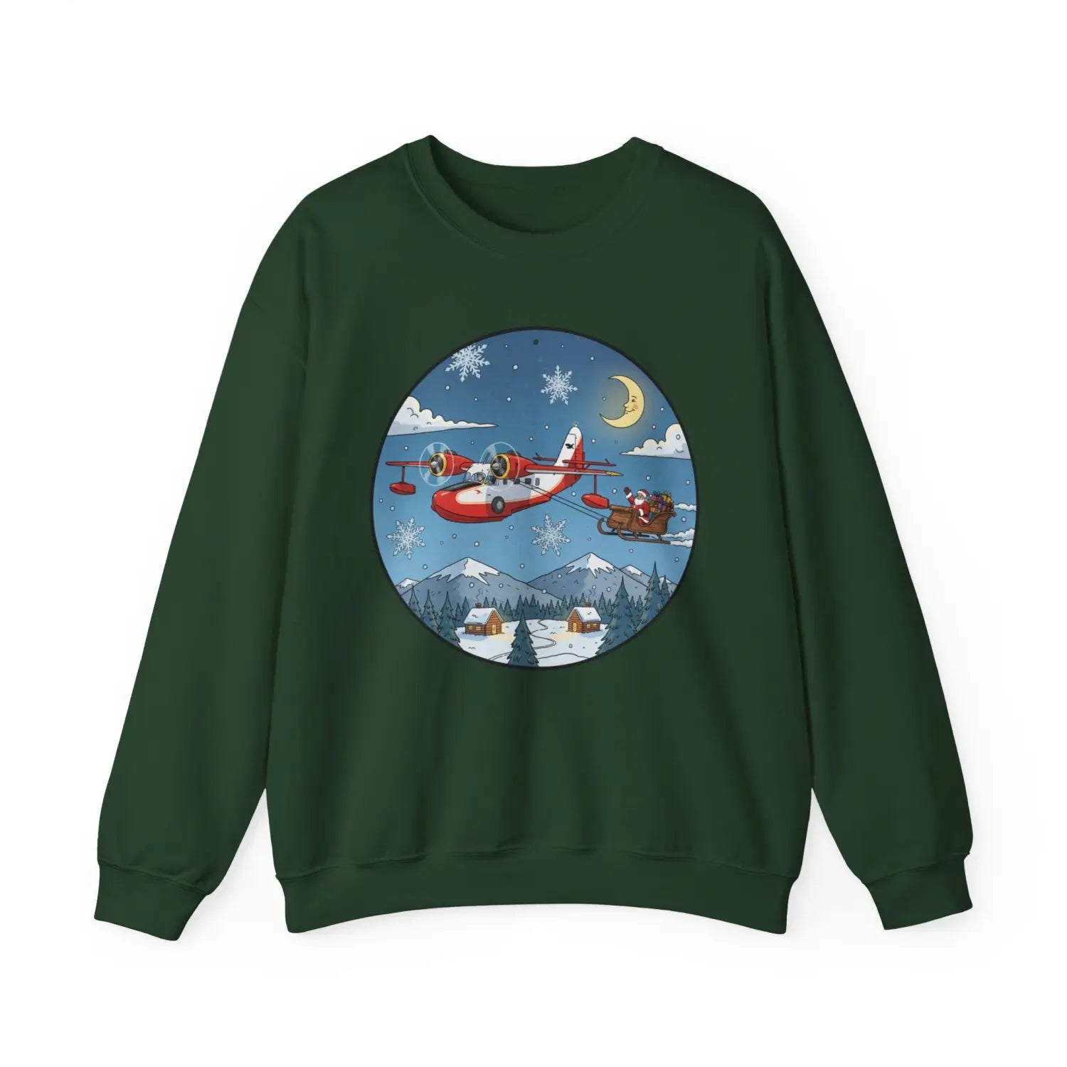Grumman Goose Pulling Santa’s Sleigh – Holiday Sweater - Sweatshirt - Pilot gifts - WWII warbird t-shirt